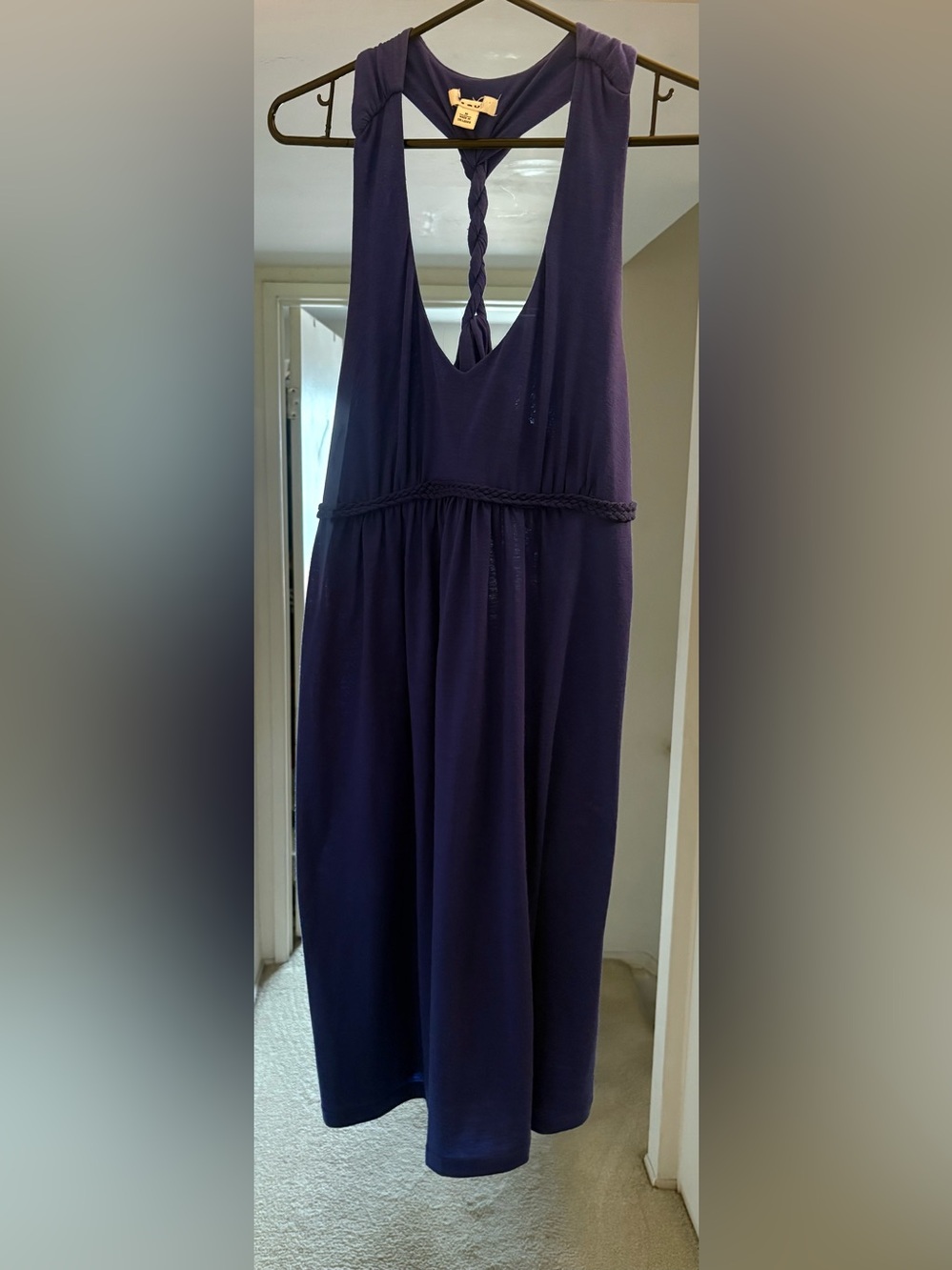 Women’s unbranded deep cleavage royal blue babydoll mini dress with twist back